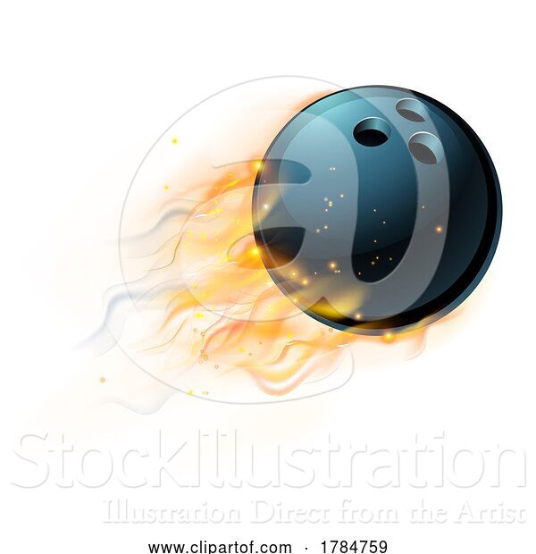 Vector Illustration of Bowling Ball with Flame or Fire Concept