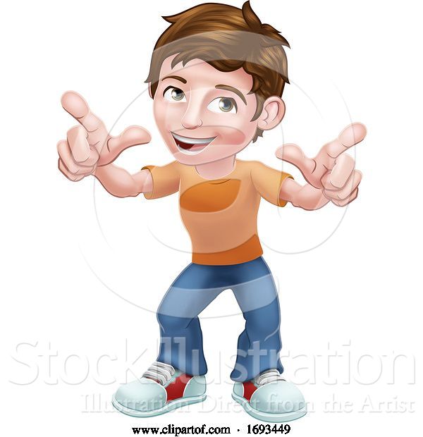 Vector Illustration of Boy Child Character Pointing