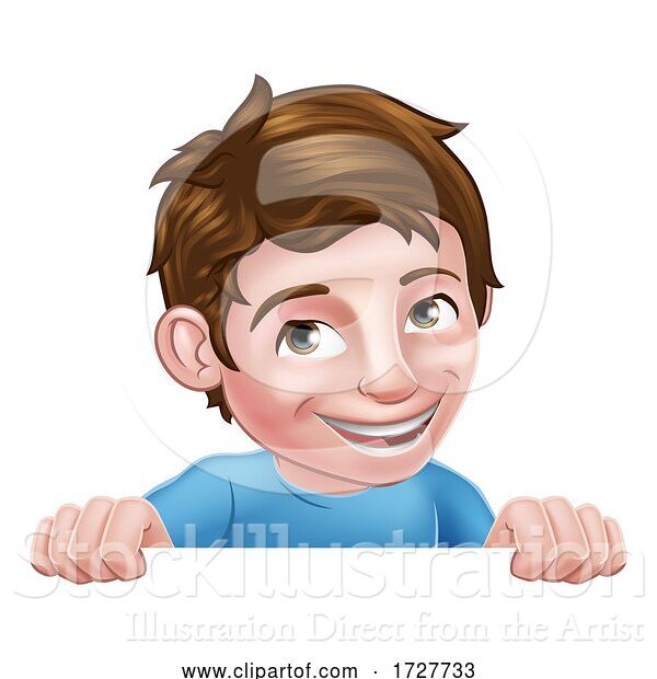 Vector Illustration of Boy Kid Child Character Peeking over Sign