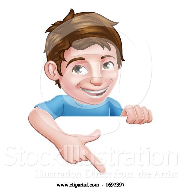 Vector Illustration of Boy Kid Child Character Pointing at Sign