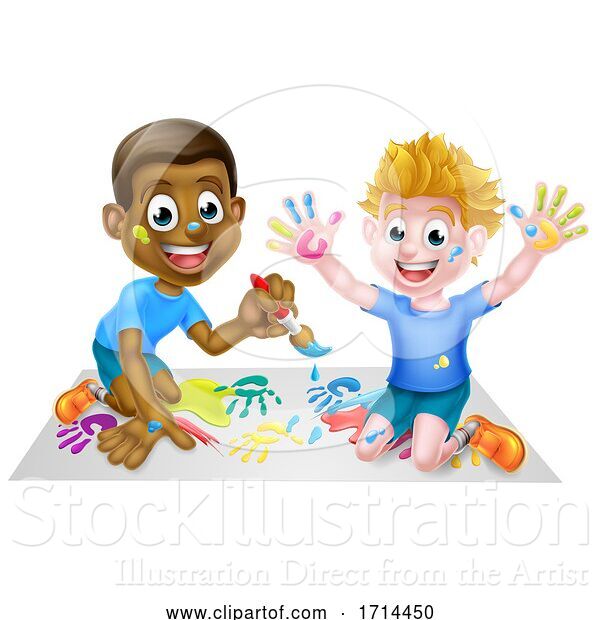 Vector Illustration of Boys Painting