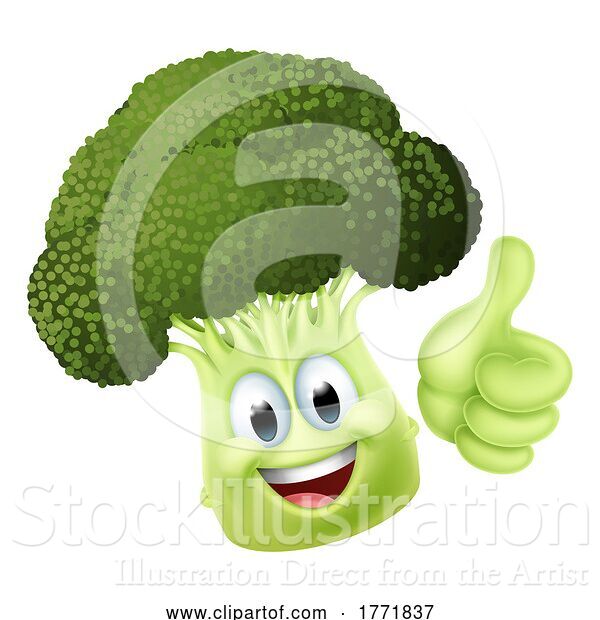 Vector Illustration of Broccoli Vegetable Character Emoji Mascot