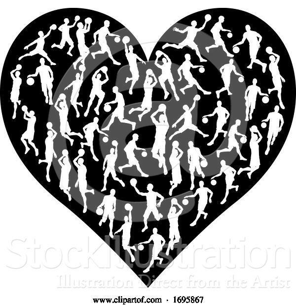 Vector Illustration of Bsketball Heart Silhouette Concept