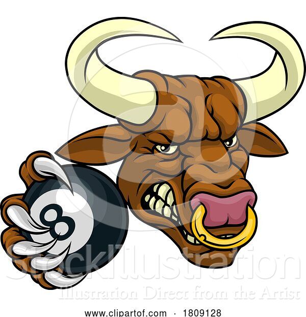 Vector Illustration of Bull Minotaur Longhorn Cow Pool Mascot