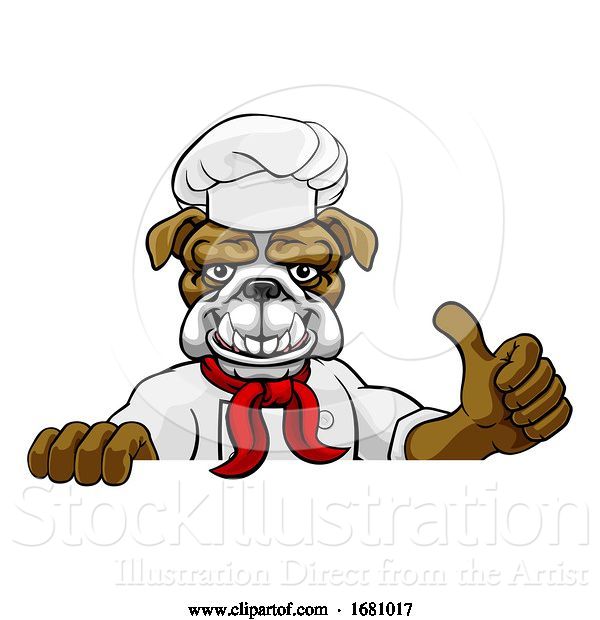 Vector Illustration of Bulldog Chef Mascot Sign