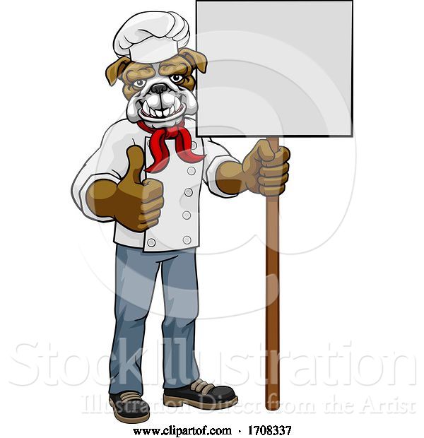 Vector Illustration of Bulldog Chef Restaurant Mascot Sign