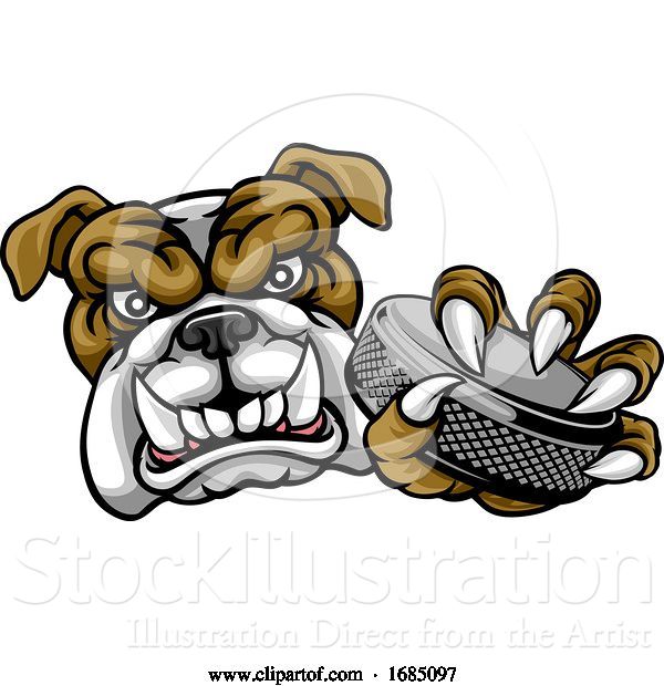 Vector Illustration of Bulldog Ice Hockey Player Animal Sports Mascot