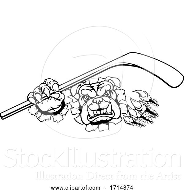 Vector Illustration of Bulldog Ice Hockey Player Animal Sports Mascot