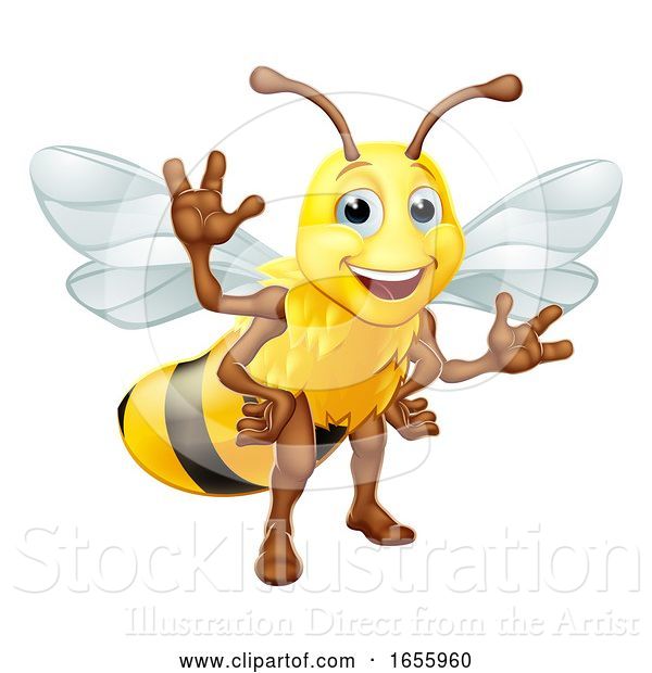Vector Illustration of Bumble Honey Bee Bumblebee Character