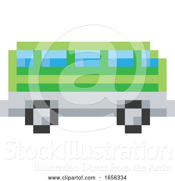 Vector Illustration of Bus Coach Pixel 8 Bit Video Game Art Icon