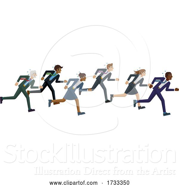 Vector Illustration of Business People Running Race Competition Concept