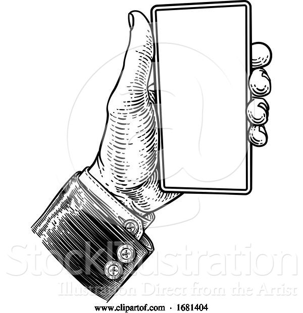 Vector Illustration of Business Suit Vintage Hand Holding Mobile Phone