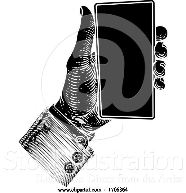 Vector Illustration of Business Suit Vintage Hand Holding Mobile Phone
