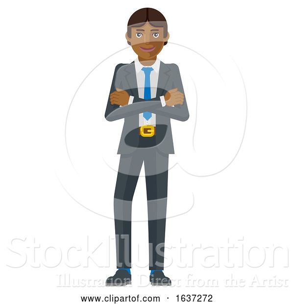 Vector Illustration of Businessman Holding Hammer Mascot Concept