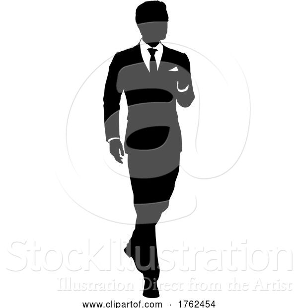 Vector Illustration of Businessman in Suit Silhouette Person