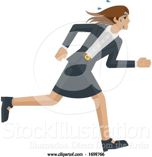 Vector Illustration of Businesswoman Stress Tired Running Concept