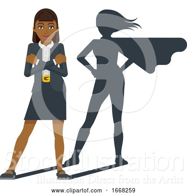 Vector Illustration of Businesswoman Super Hero Shadow Mascot