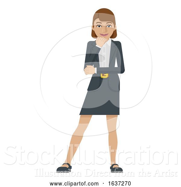 Vector Illustration of Businesswoman Thinking Mascot Concept