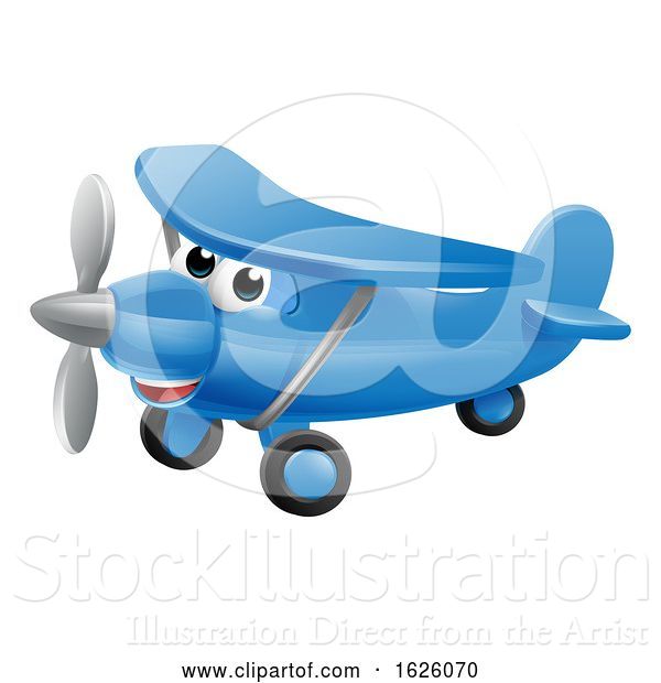 Vector Illustration of Cartoon Airplane Character