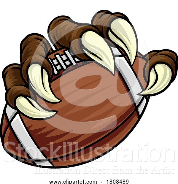 Vector Illustration of Cartoon American Football Ball Claw Monster Animal Hand