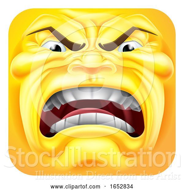 Vector Illustration of Cartoon Angry Emoji Emoticon 3D Icon Character