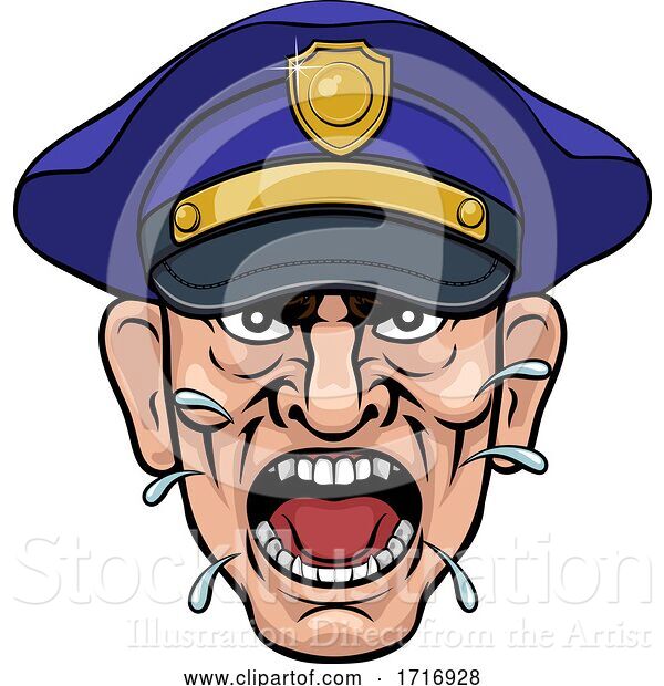 Vector Illustration of Cartoon Angry Policeman Police Officer Cartoon