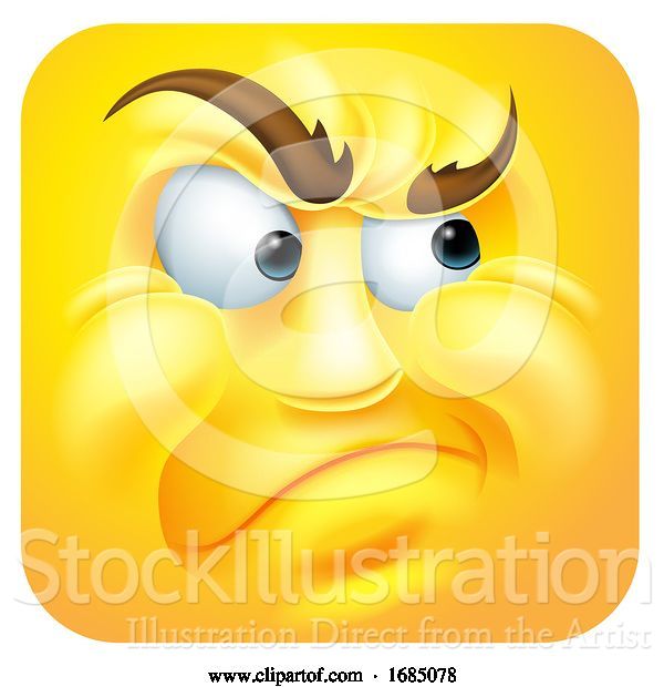 Vector Illustration of Cartoon Annoyed Square Emoticon
