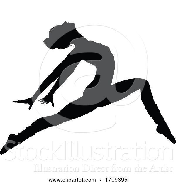 Vector Illustration of Cartoon Ballet Dancing Silhouette