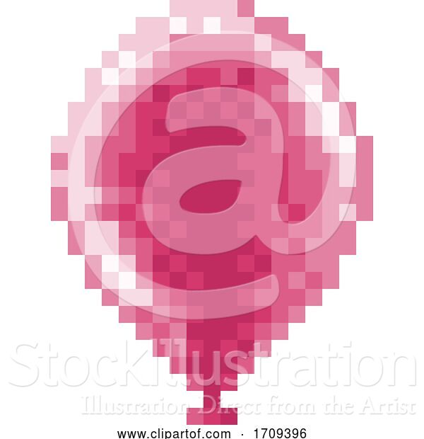 Vector Illustration of Cartoon Balloon Pixel Art 8 Bit Arcade Video Game Icon
