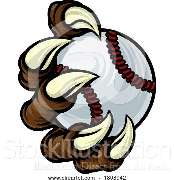 Vector Illustration of Cartoon Baseball Ball Claw Monster Animal Hand