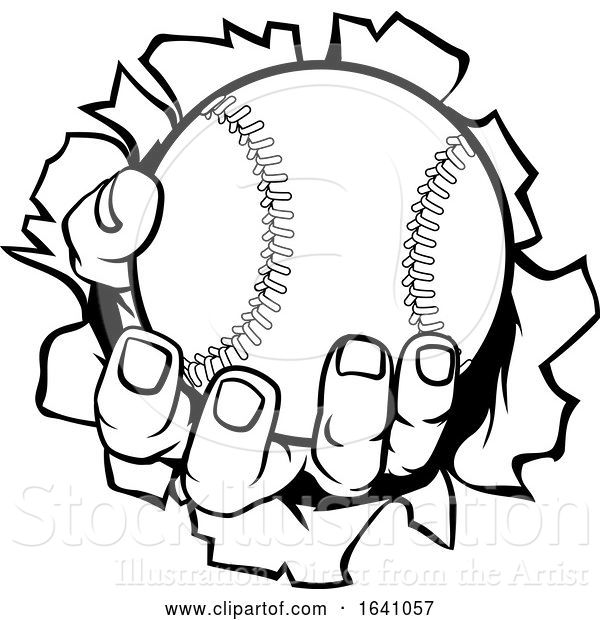 Vector Illustration of Cartoon Baseball Ball Hand Ripping Background