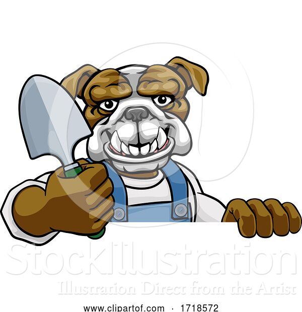 Vector Illustration of Cartoon Bulldog Gardener Gardening Animal Mascot