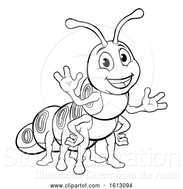 Vector Illustration of Cartoon Caterpillar Animal Character