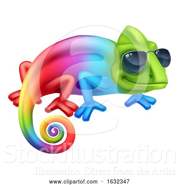 Vector Illustration of Cartoon Chameleon Cool Character in Shades Mascot