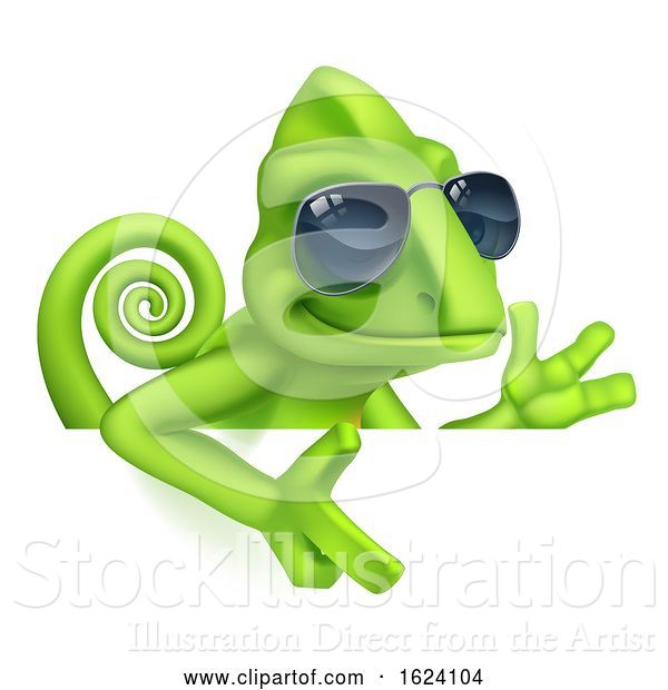 Vector Illustration of Cartoon Chameleon Cool Shades Lizard Character