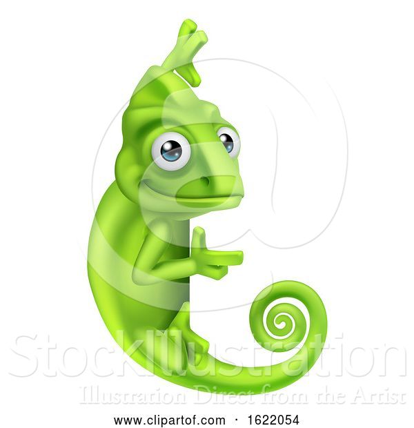 Vector Illustration of Cartoon Chameleon Lizard Character