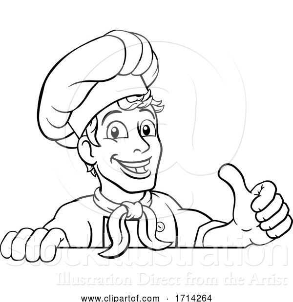 Vector Illustration of Cartoon Chef Cook Baker Thumbs up Cartoon