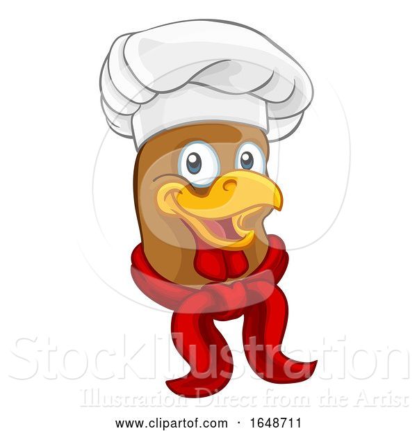 Vector Illustration of Cartoon Chicken Chef Rooster Cockerel Character