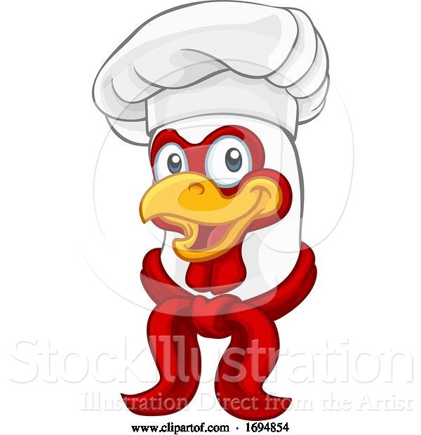 Vector Illustration of Cartoon Chicken Chef Rooster Cockerel Character
