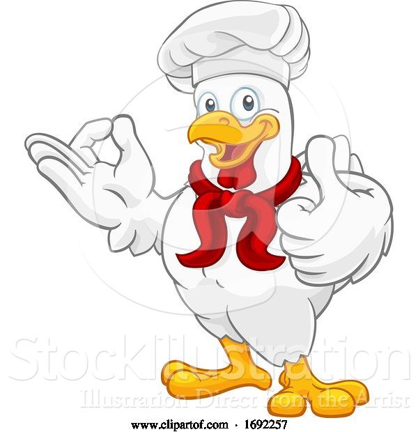 Vector Illustration of Cartoon Chicken Chef Rooster Cockerel Perfect Cartoon