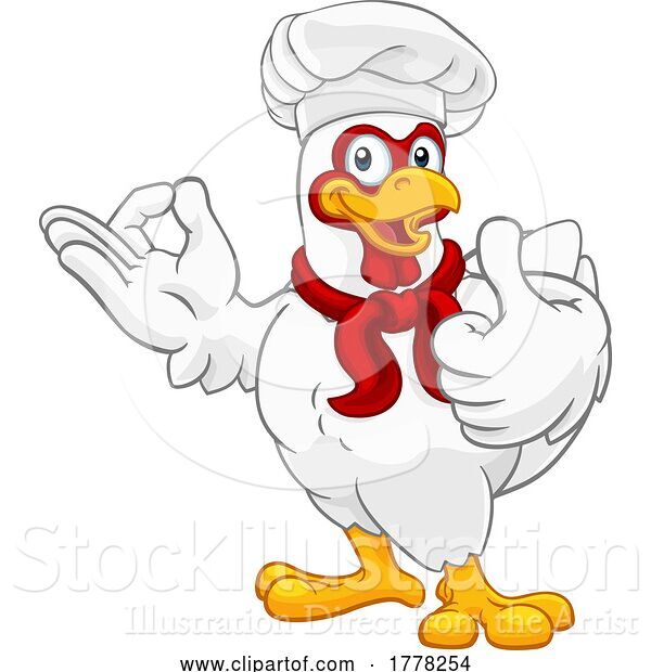 Vector Illustration of Cartoon Chicken Chef Rooster Cockerel Perfect Cartoon