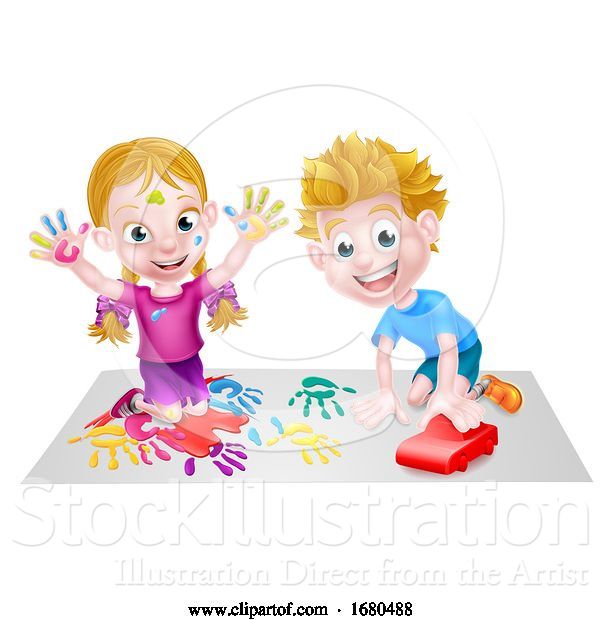 Vector Illustration of Cartoon Children Playing