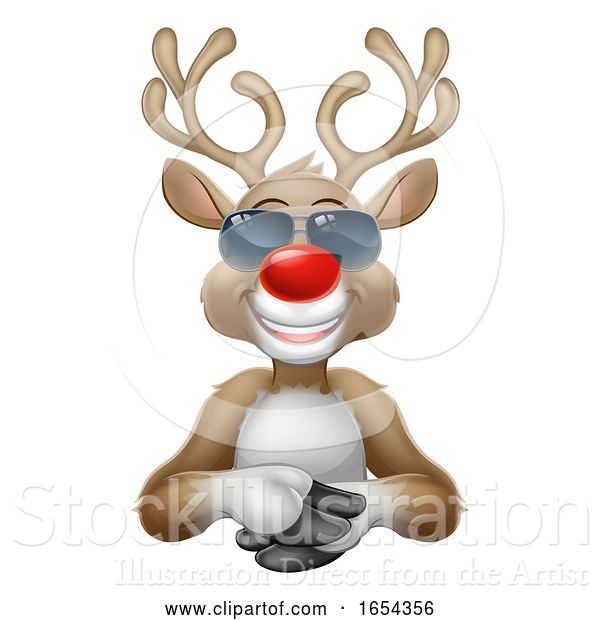 Vector Illustration of Cartoon Cool Christmas Reindeer Deer in Sunglasses