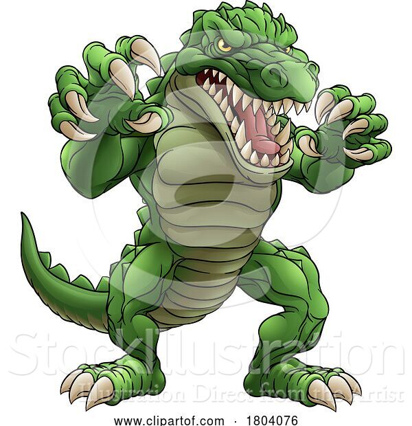 Vector Illustration of Cartoon Crocodile Alligator Lizard Dino Monster