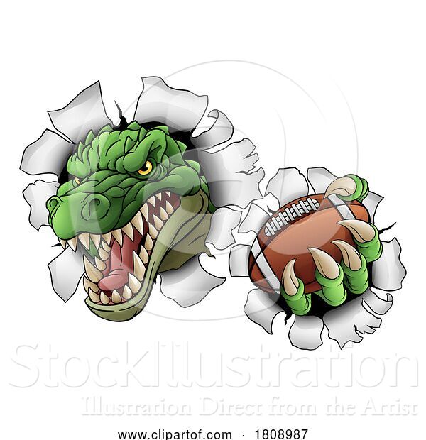 Vector Illustration of Cartoon Crocodile Dinosaur Alligator Football Sport Mascot