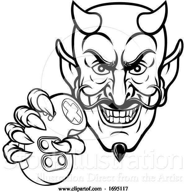 Vector Illustration of Cartoon Devil Esports Sports Gamer Mascot