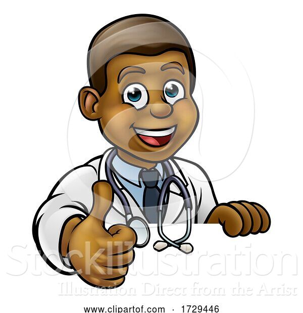 Vector Illustration of Cartoon Doctor Character Thumbs up