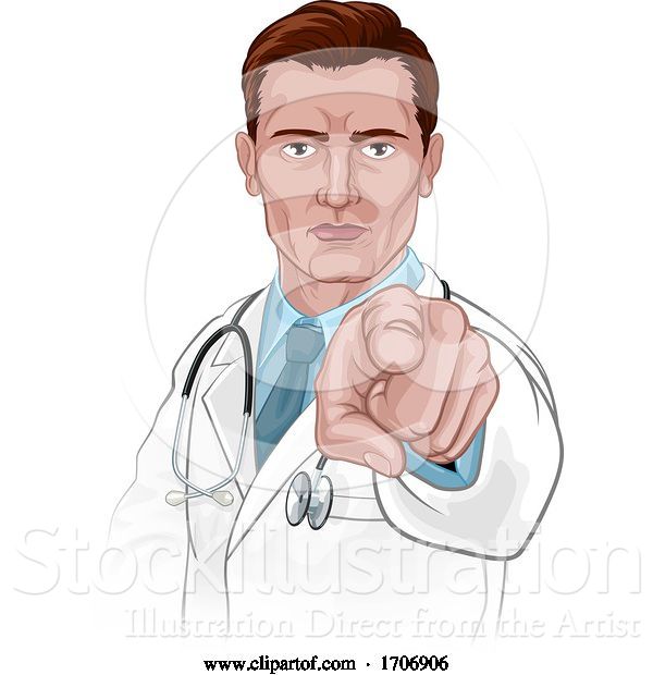 Vector Illustration of Cartoon Doctor Pointing Your Country Needs Wants You