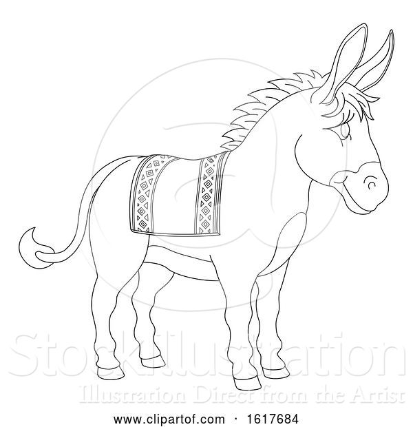 Vector Illustration of Cartoon Donkey Animal Character