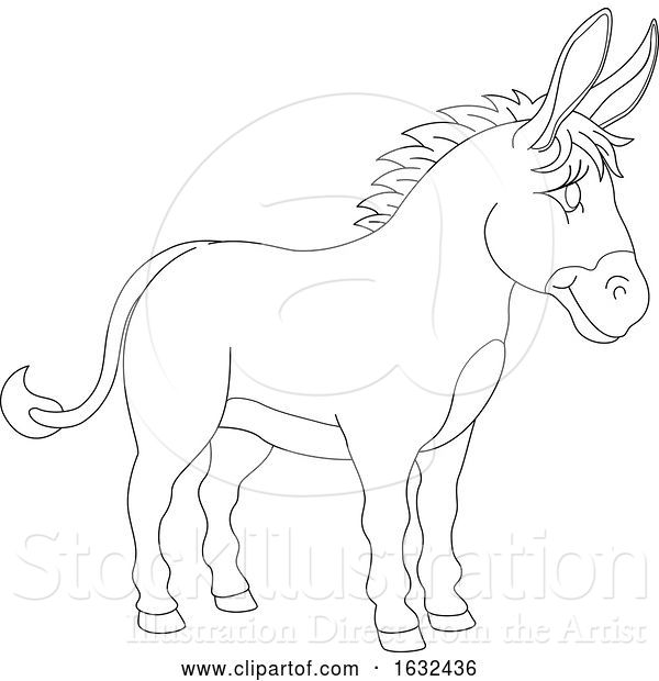 Vector Illustration of Cartoon Donkey Animal Character